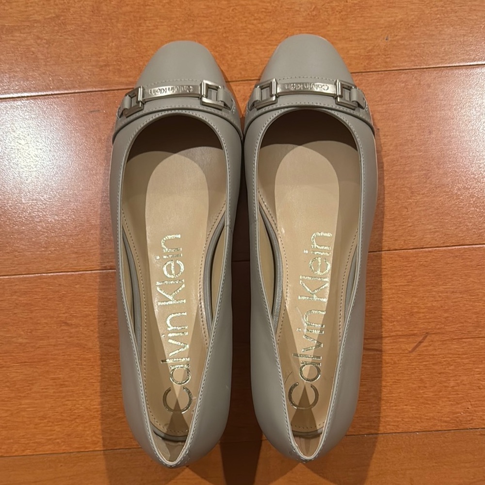Calvin Klein Gray Flats with Bow Detail